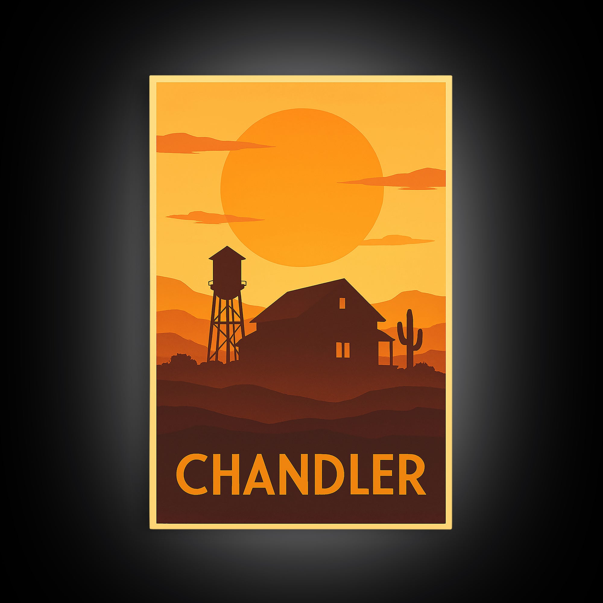 Chandler Travel Poster, Framed Canvas Print, Gold Art Deco Poster Art, Chandler Travel Art, Travel Art Print, Vintage Travel Art