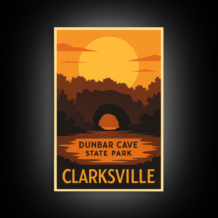 Clarksville Travel Poster, Canvas Print, Warm Sunset Silhouette Art, Clarksville Wall Art, Modern Wall Decor, City Illustration