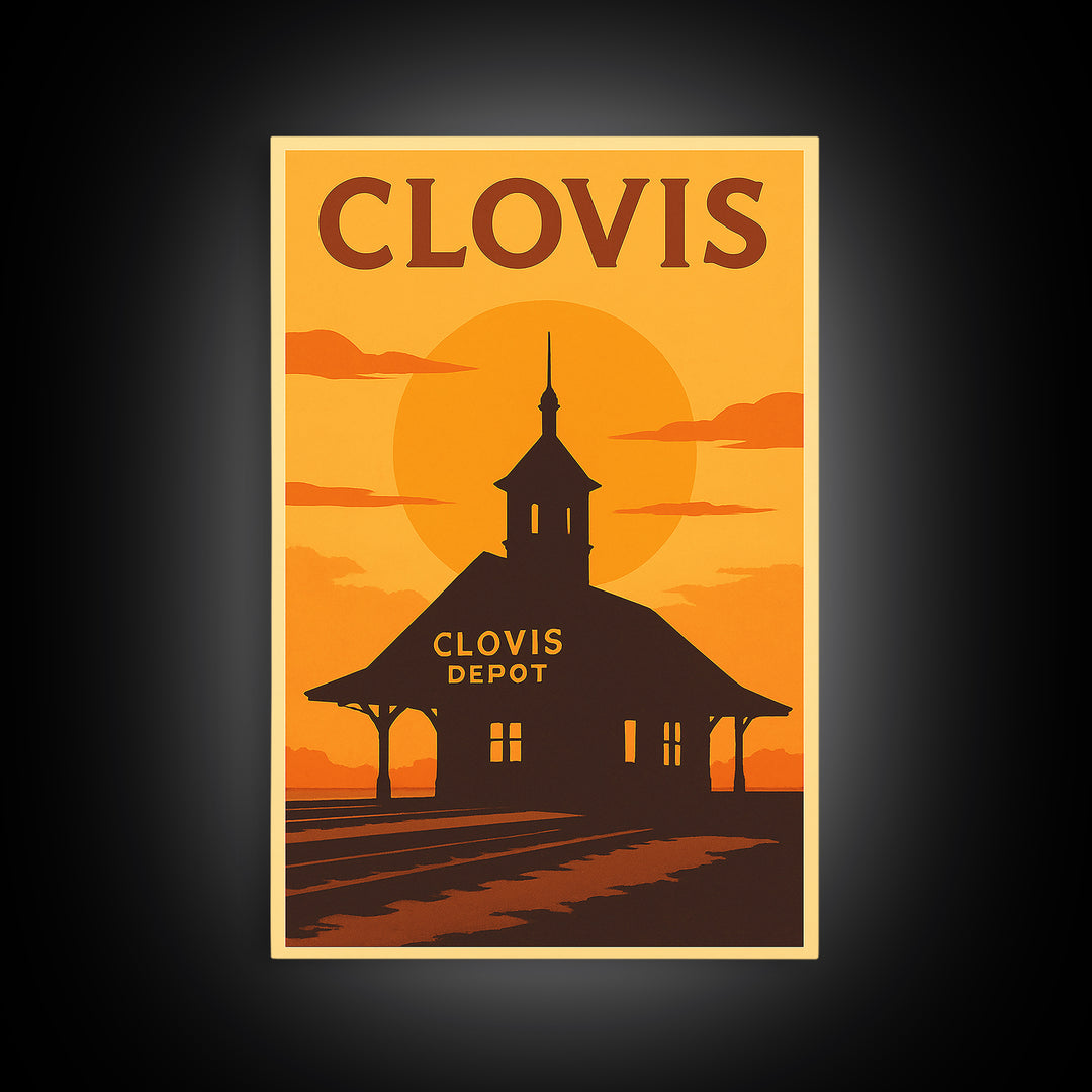 Clovis California Travel Poster, Canvas Print, Golden Travel Poster Art, Clovis Wall Art, Wall Decor, City Art Print, Wanderlust Decor
