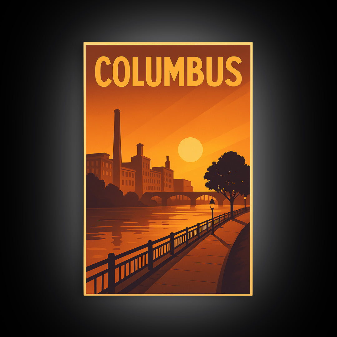 Columbus Ohio Travel Poster, Canvas Print, Vintage Deco Wall Art, Columbus Art Print, Travel Art Print, Gift For Travelers, Travel Print