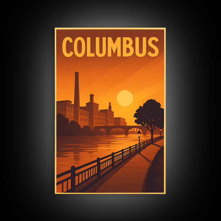 Columbus Ohio Travel Poster, Canvas Print, Vintage Deco Wall Art, Columbus Art Print, Travel Art Print, Gift For Travelers, Travel Print