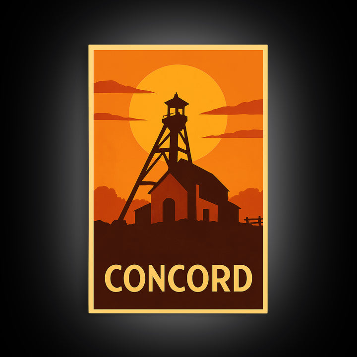 Concord Travel Poster, Canvas Print, Golden Travel Poster Art, Concord Art Print, Travel Wall Art, Travel Poster Art, Travel Art Print