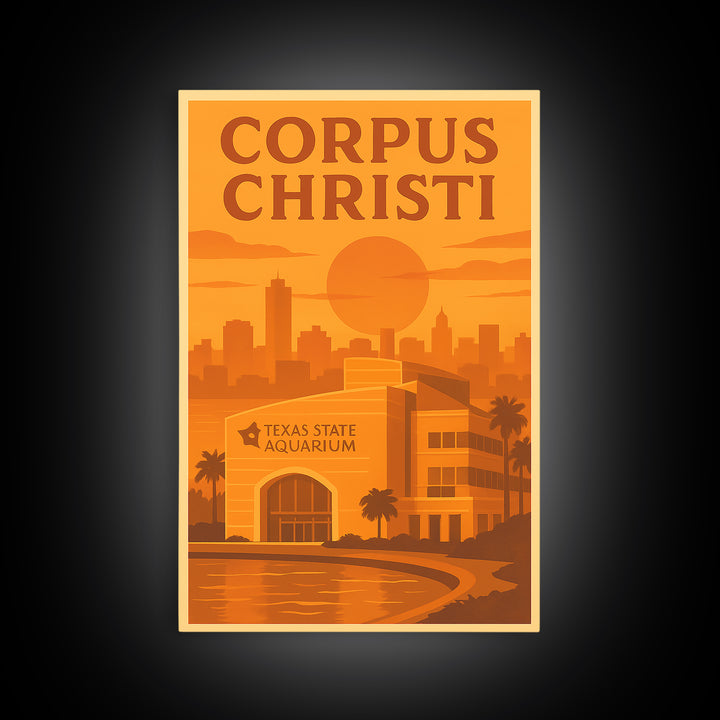Corpus Christi Texas Travel Poster, Canvas Print, Gold Art Deco Poster Art, Corpus Christi Poster Print, Travel Poster Art, Travel Gift