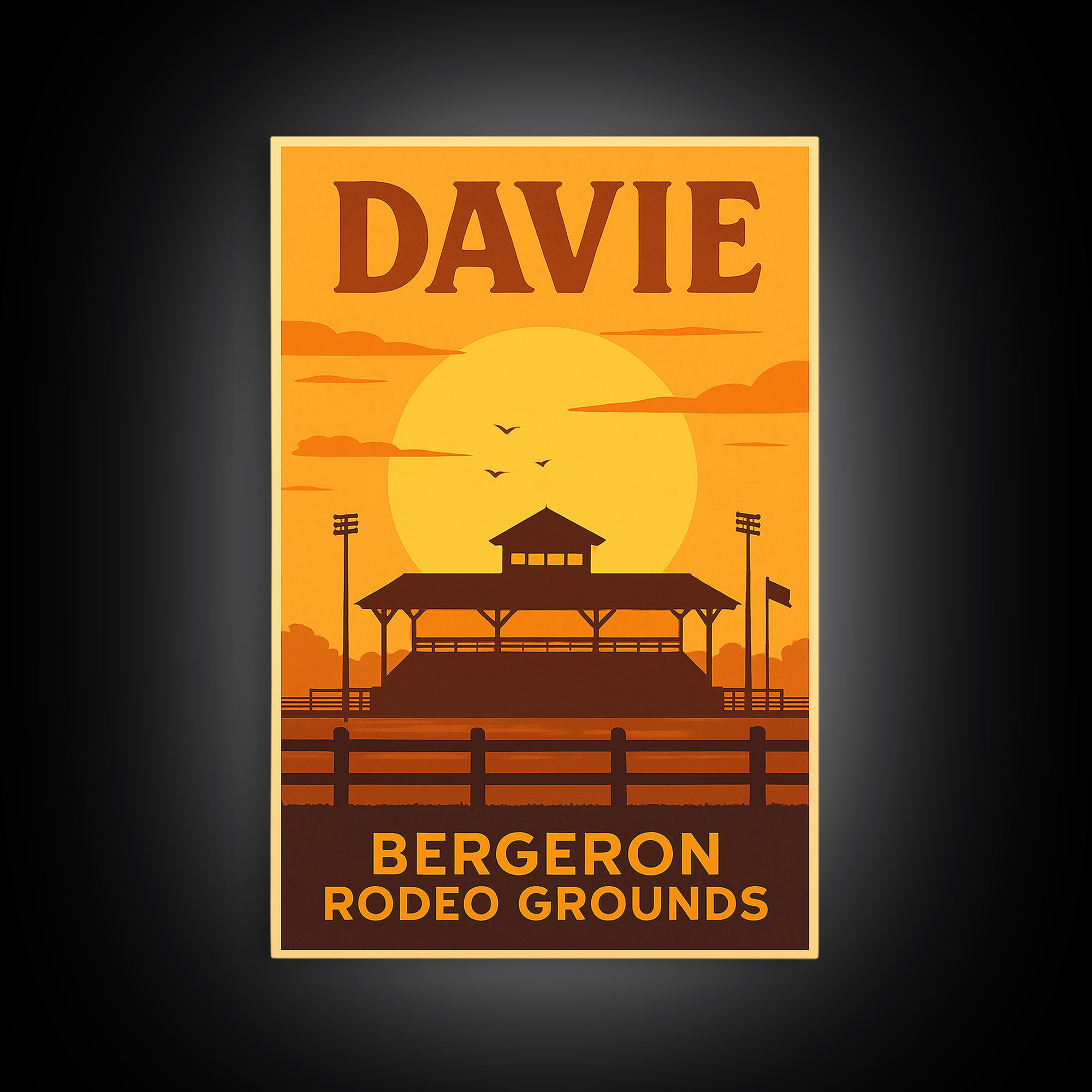 Davie Florida Travel Poster, Canvas Print, Vintage Deco Wall Art, Davie Travel Art, Mid Century Wall Art, Vintage City Poster, Poster Art