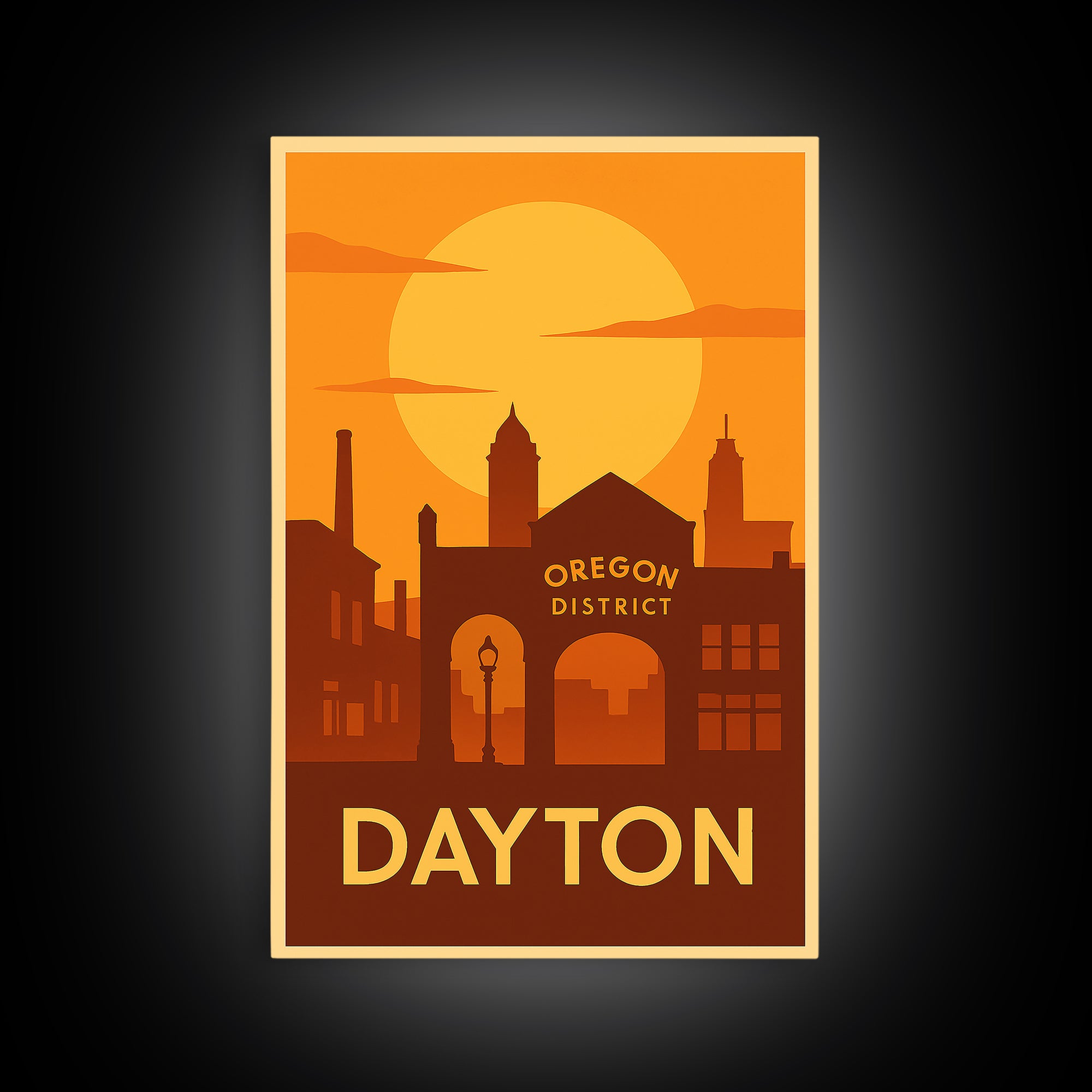 Dayton Travel Poster, Canvas Print, Vintage Deco Wall Art, Dayton City Art, Mid Century Wall Art, Travel Art Print, Gift For Travelers