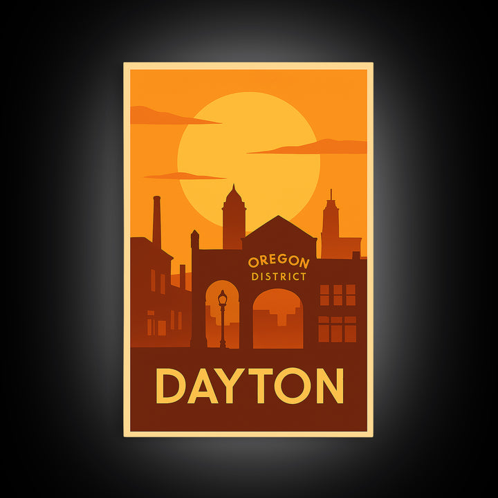 Dayton Travel Poster, Canvas Print, Vintage Deco Wall Art, Dayton City Art, Mid Century Wall Art, Travel Art Print, Gift For Travelers