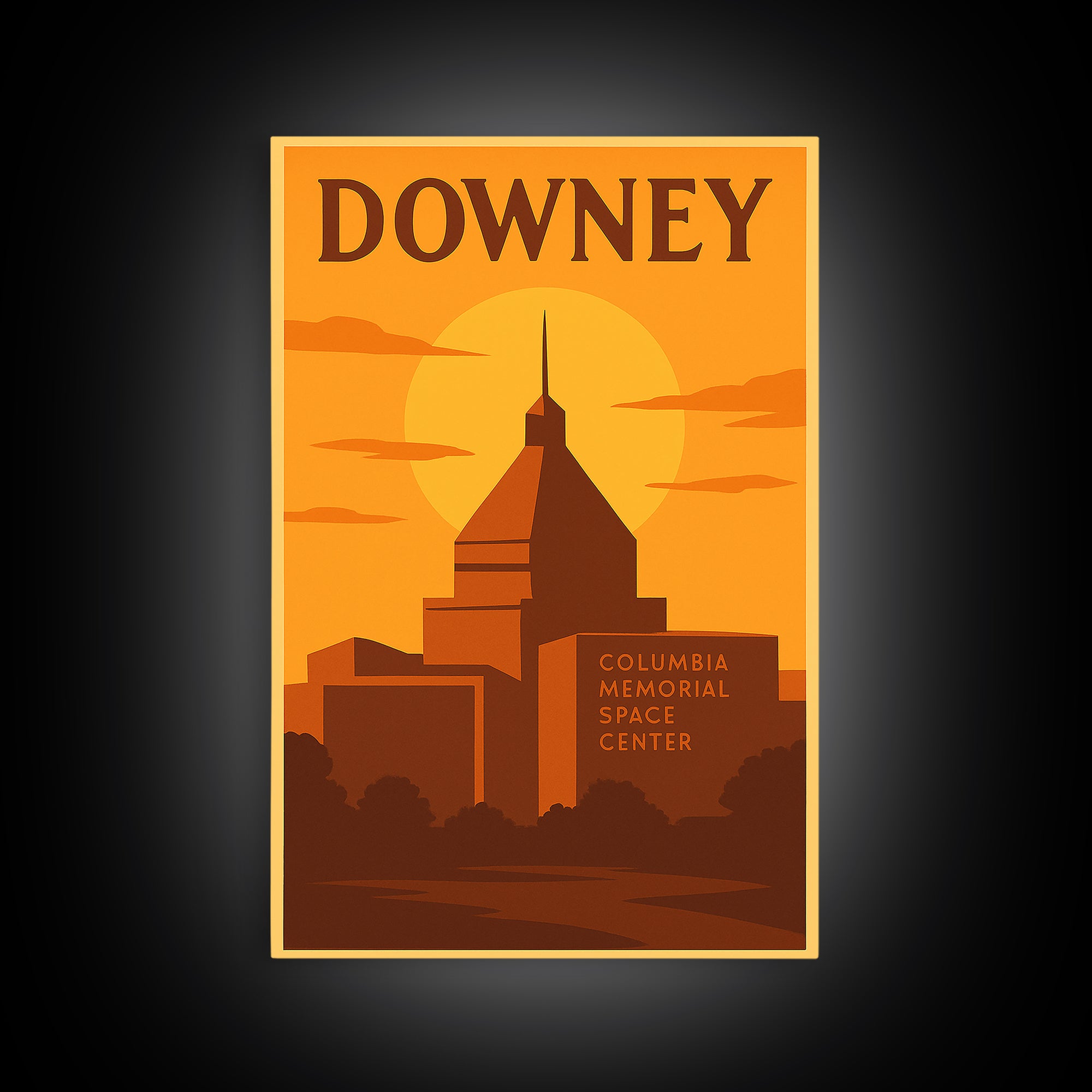 Downey California Travel Poster, Canvas Print, Gold Art Deco Poster Art, Downey Wall Art, Gift For Travelers, Retro Travel Print, Wall Decor