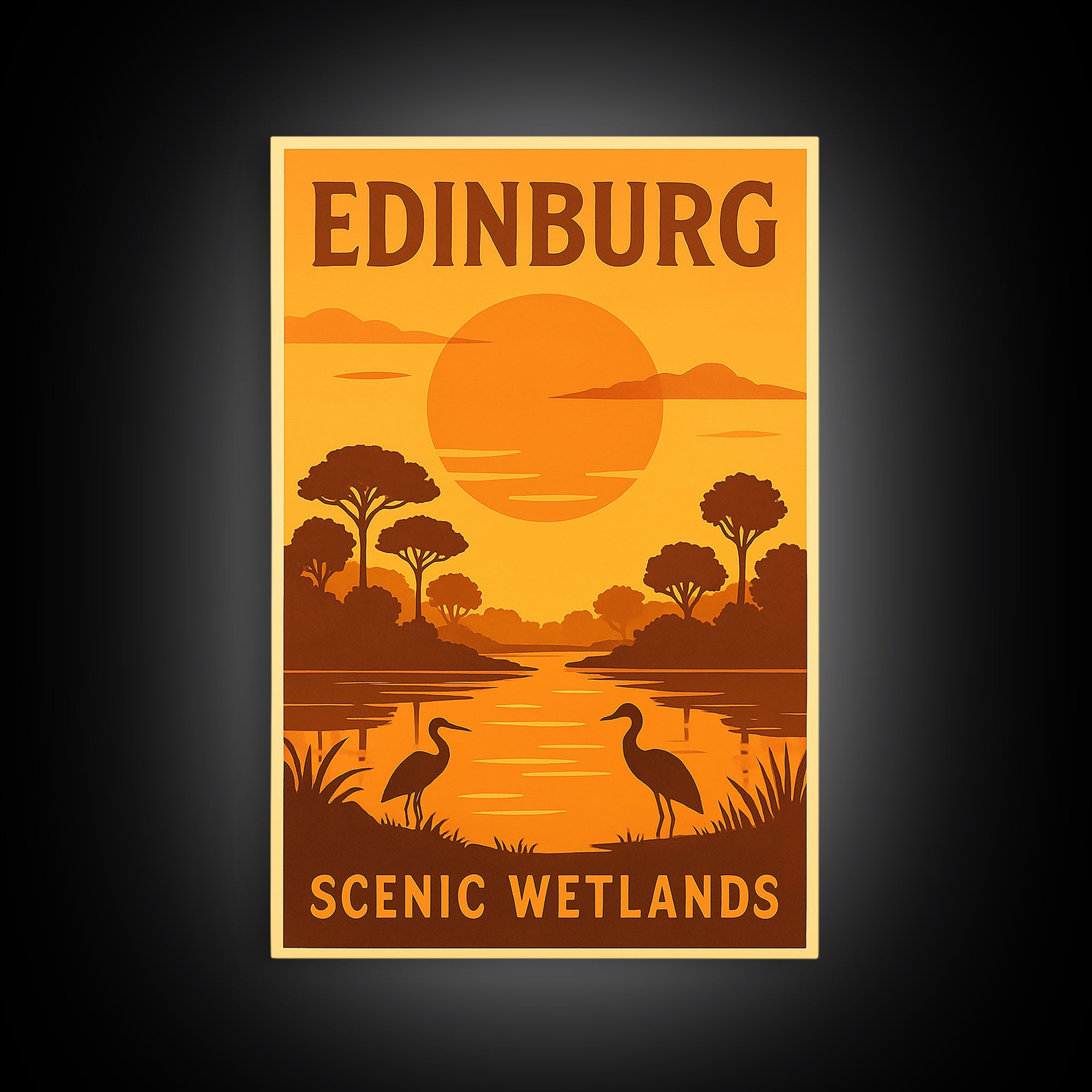 Edinburg Texas Travel Poster, Framed Canvas Print, Vintage Deco Wall Art, Edinburg Wall Art, Mid Century Wall Art, Gift For Travelers