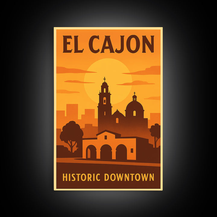 El Cajon California Travel Poster, Canvas Print, Vintage Deco Wall Art, El Cajon Art Print, City Poster, Travel Wall Art, Retro Travel Print