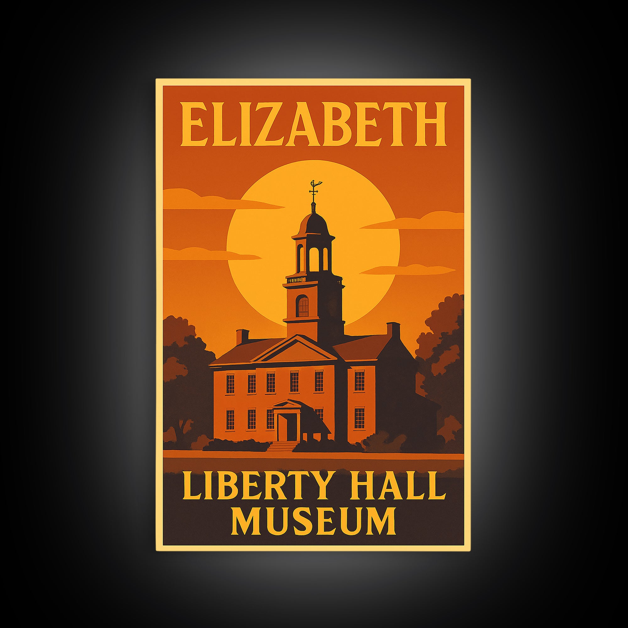 Elizabeth New Jersey Travel Poster, Canvas Print, Gold Art Deco Poster Art, Elizabeth Travel Art, Art Print, Travel Wall Art