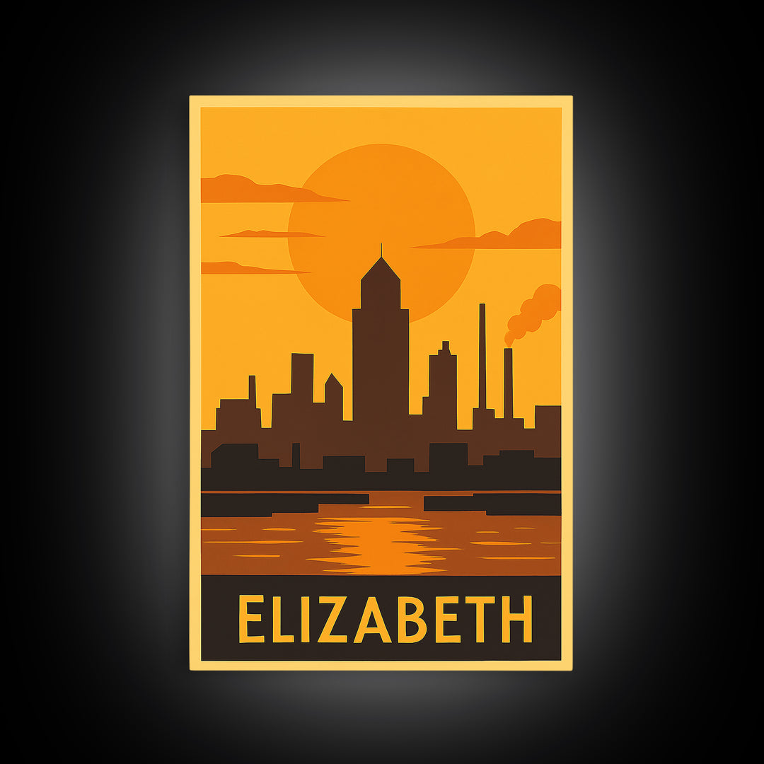 Elizabeth Travel Poster, Canvas Print, Vintage Deco Wall Art, Elizabeth Art Print, Travel Poster Set, City Art Print, Travel Poster Art