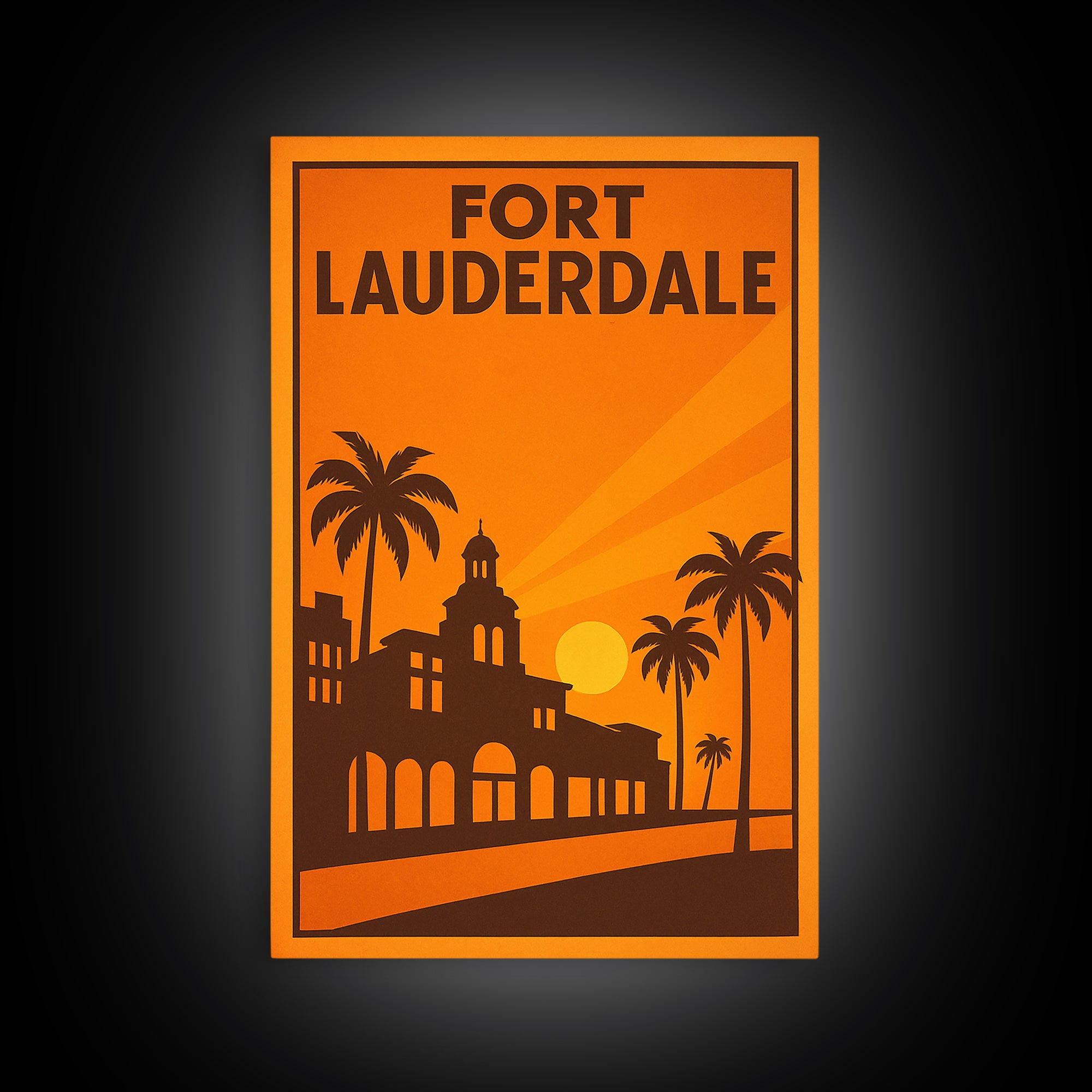 Fort Lauderdale Florida Travel Poster, Canvas Print, Golden Travel Poster Art, Fort Lauderdale Art Print, Travel Poster Set, City Art Print