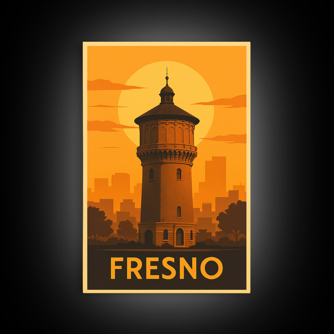 Fresno Travel Poster, Canvas Print, Vintage Deco Wall Art, Fresno City Art, Vintage Travel Print, Vintage Travel Art, Travel Art Print