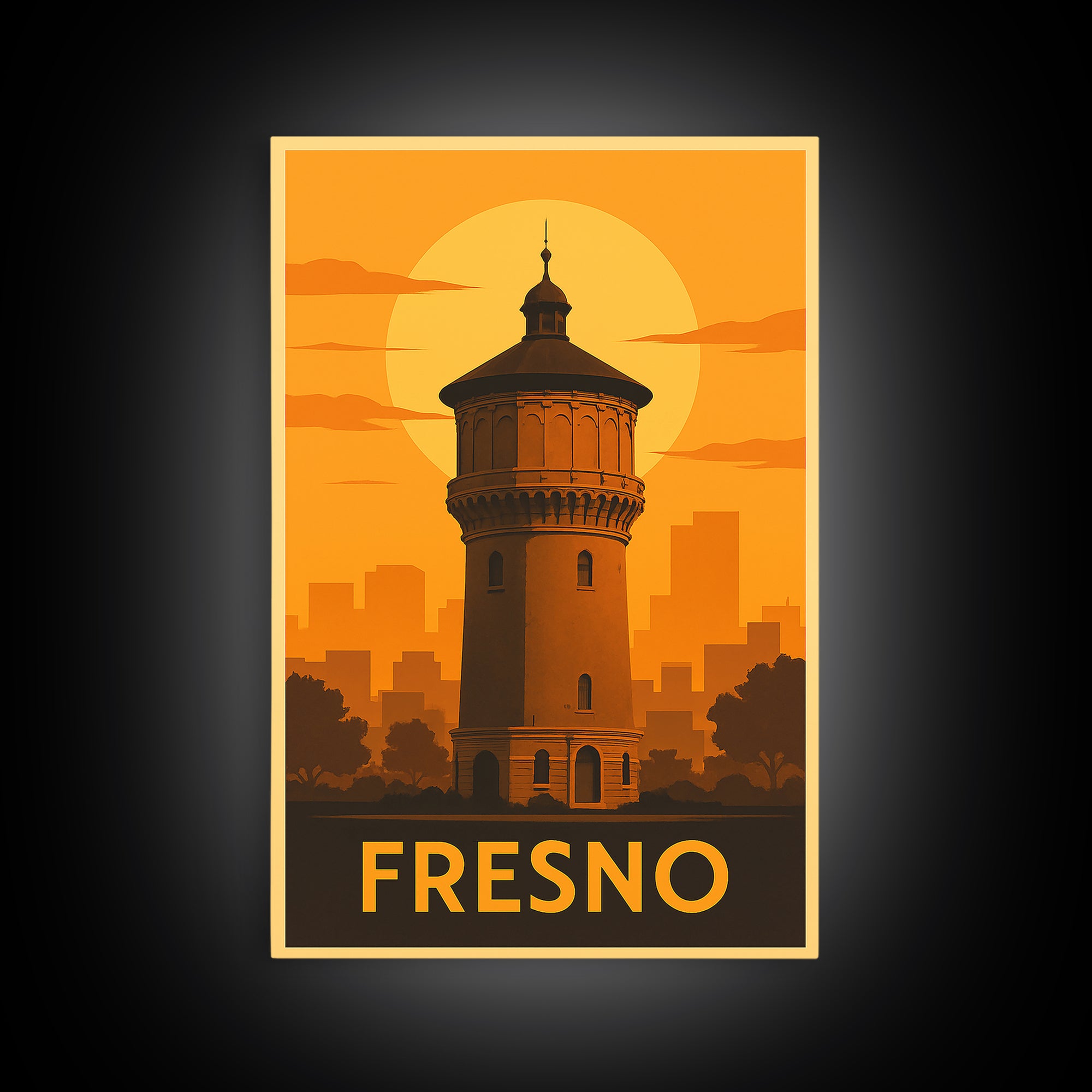 Fresno Travel Poster, Canvas Print, Vintage Deco Wall Art, Fresno City Art, Vintage Travel Print, Vintage Travel Art, Travel Art Print