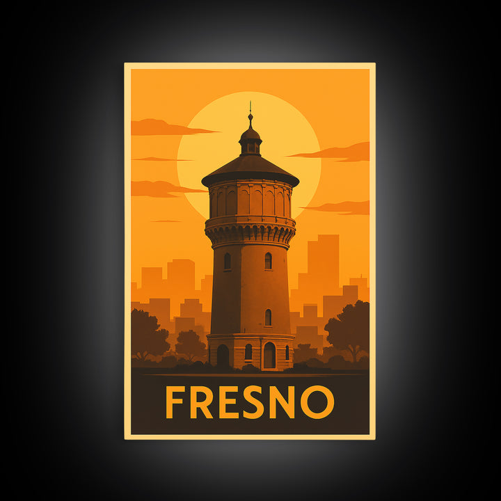 Fresno Travel Poster, Canvas Print, Vintage Deco Wall Art, Fresno City Art, Vintage Travel Print, Vintage Travel Art, Travel Art Print