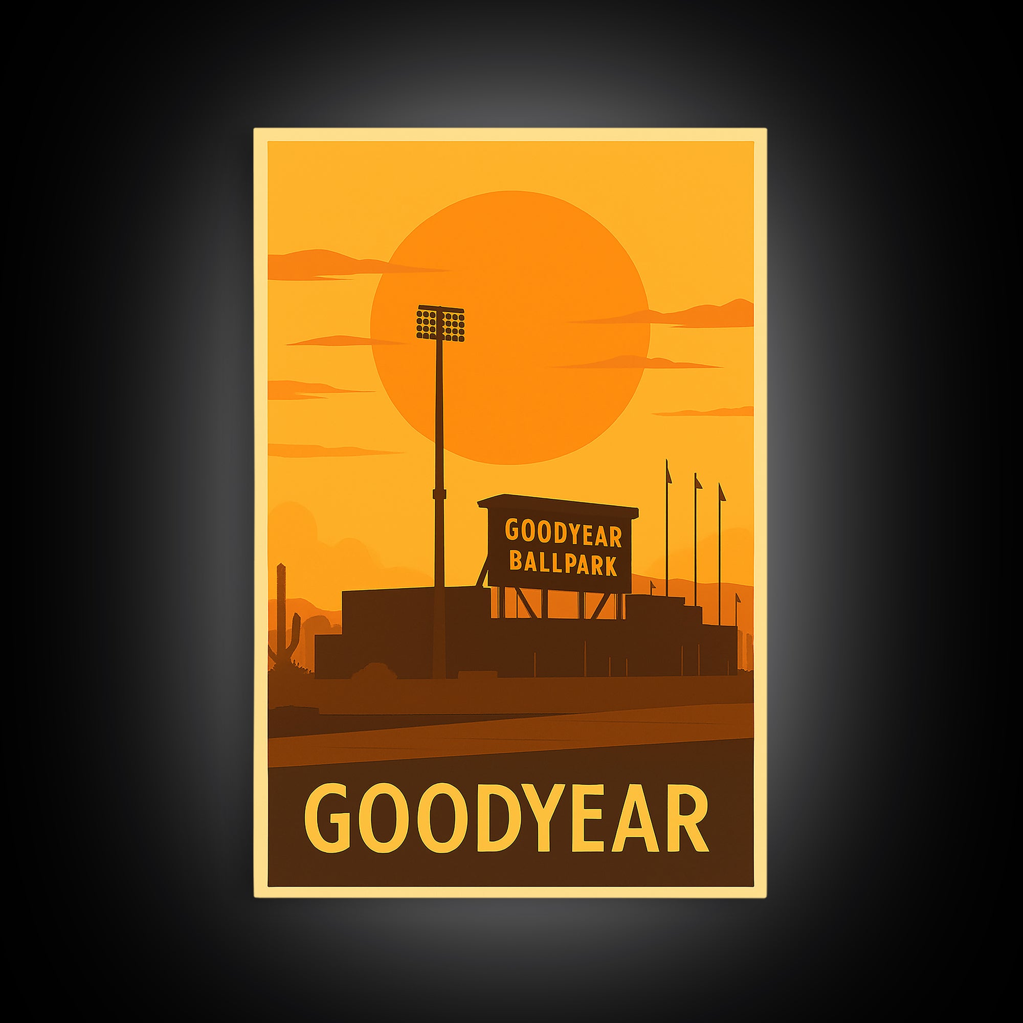Goodyear Travel Poster, Canvas Print, Golden Travel Poster Art, Goodyear City Art, Travel Poster Art, Retro Travel Print, Home Office Decor