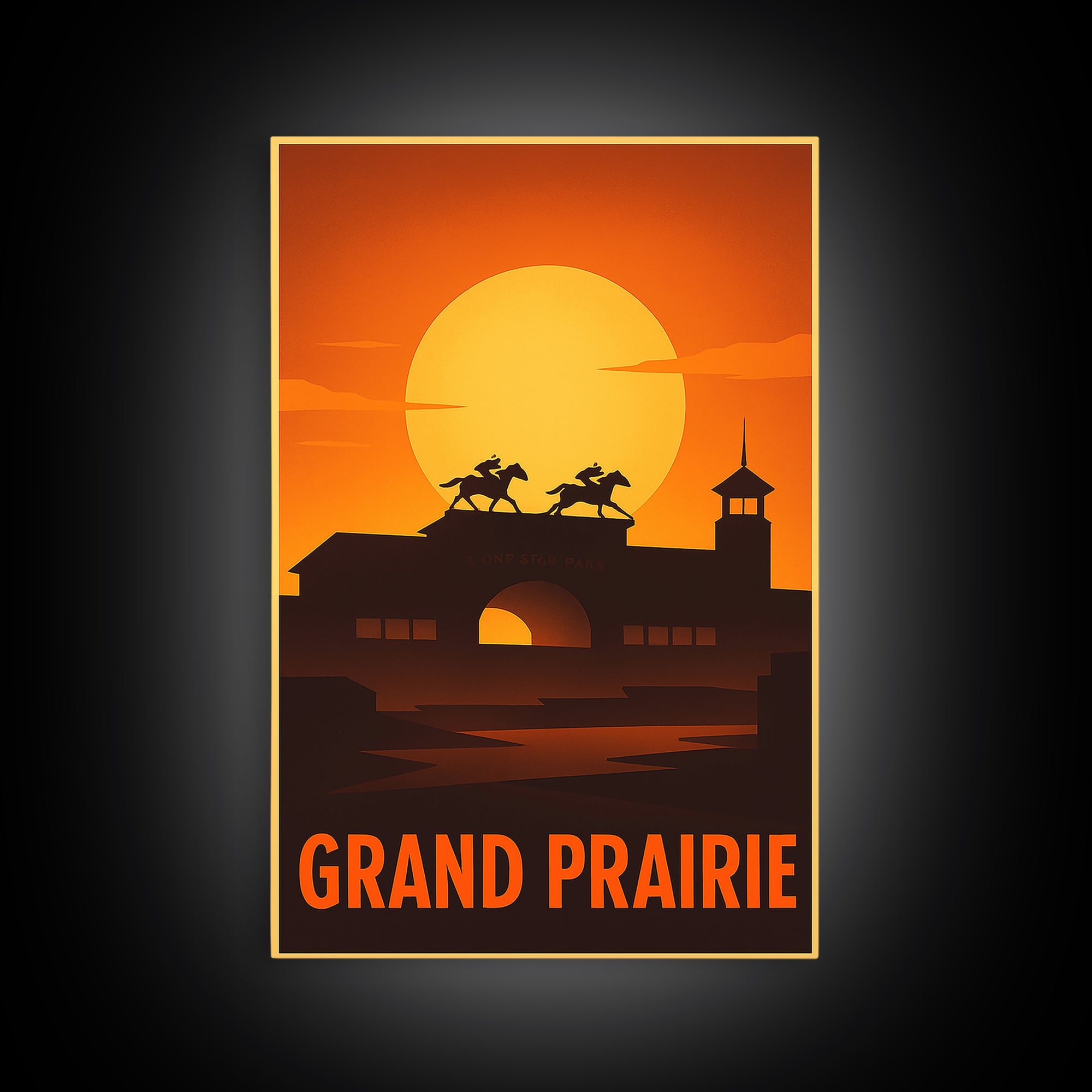 Grand Prairie Travel Poster, Canvas Print, Gold Art Deco Poster Art, Grand Prairie Wall Art, Mid Century Wall Art, Travel Art Print