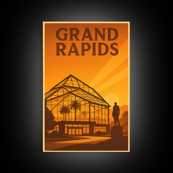Grand Rapids Michigan Travel Poster, Canvas Print, Golden Travel Poster Art, Grand Rapids Art Print, Home Office Decor, City Travel Prints