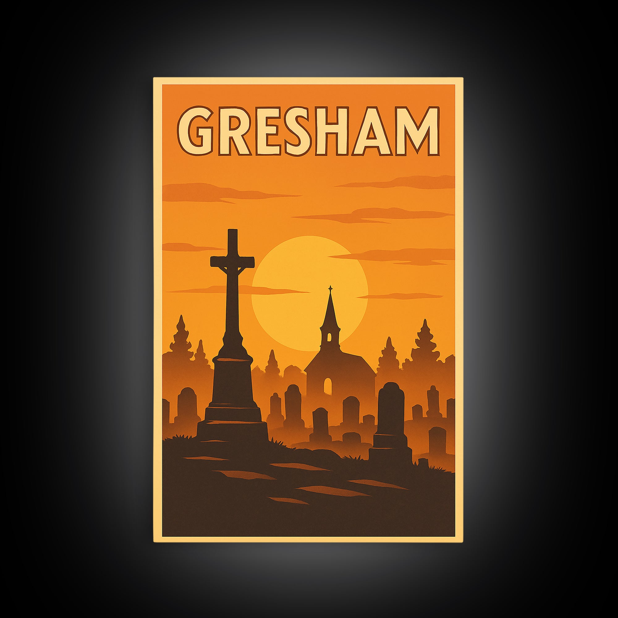 Gresham Oregon Travel Poster, Canvas Print, Golden Travel Poster Art, Gresham Poster Print, Retro Travel Print, Wall Decor, Poster Print