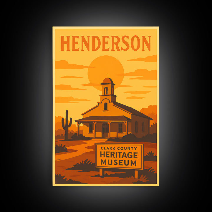 Henderson Nevada Travel Poster, Canvas Print, Golden Poster Art, Henderson Poster Print, Retro Travel Print, City Art Print, City Poster