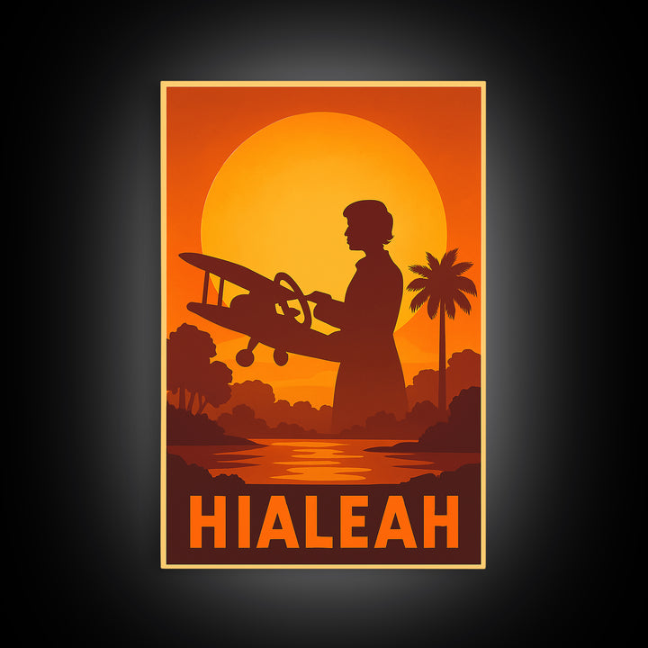 Hialeah Travel Poster, Canvas Print, Golden Travel Poster Art, Hialeah Poster Print, Vintage City Art, Vintage City Poster, Retro Poster