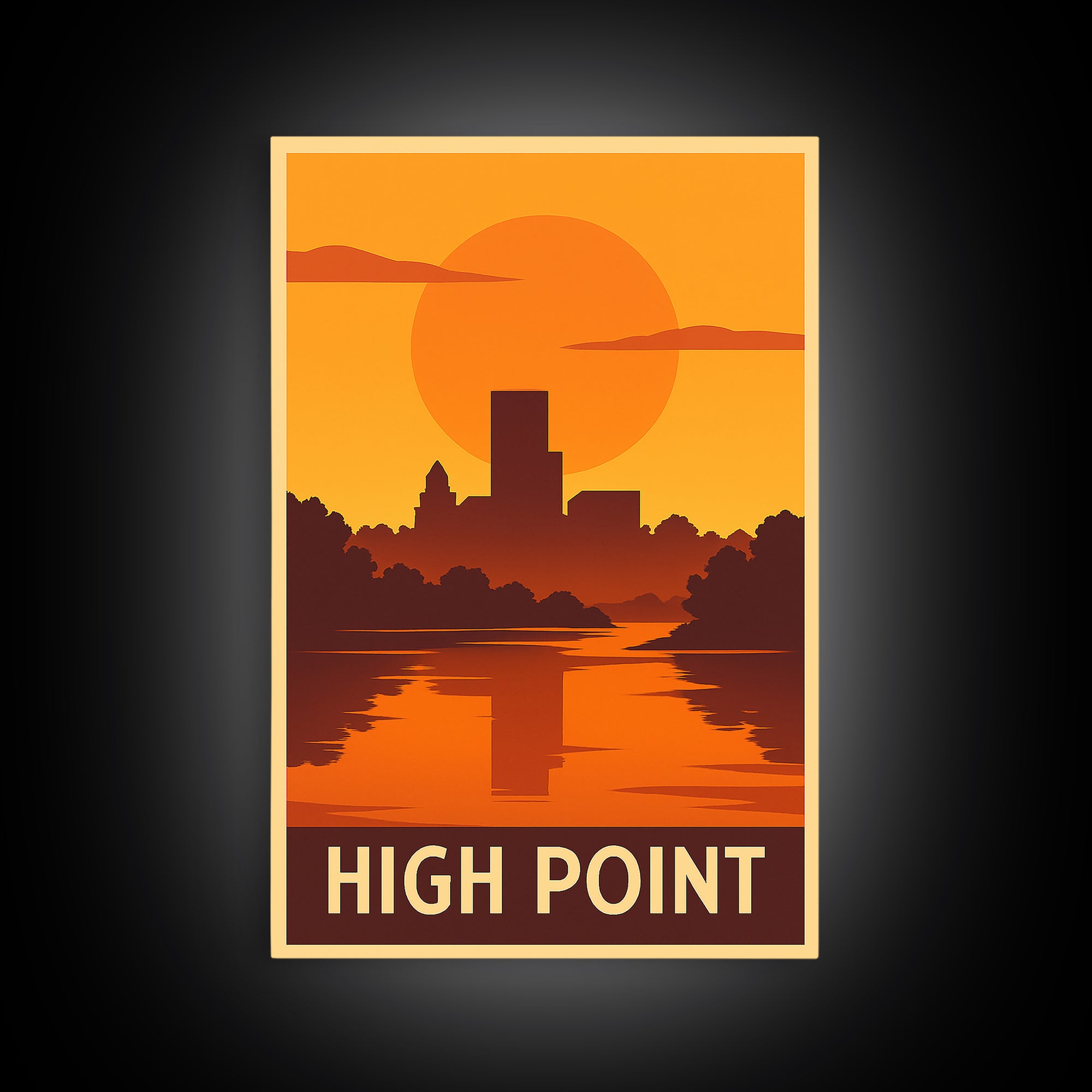 High Point Travel Poster, Canvas Print, Gold Art Deco Poster Art, High Point Wall Art, Mid Century Wall Art, Travel Poster Set