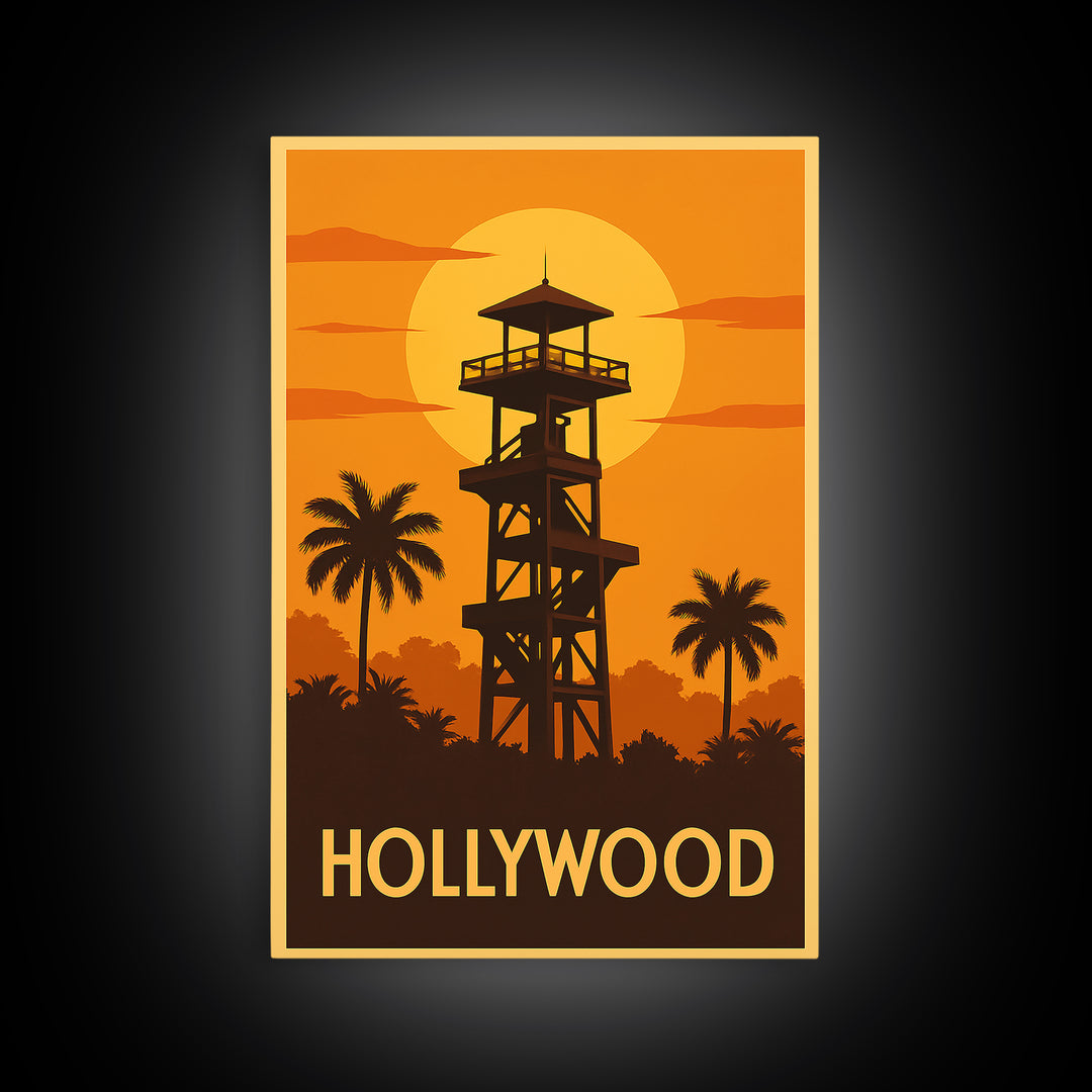 Hollywood Travel Poster, Canvas Print, Vintage Deco Wall Art, Hollywood Poster Print, Fine Art Print, Vintage City Poster, Travel Wall Art