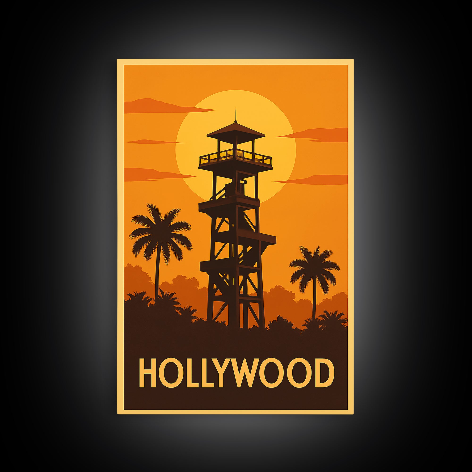 Hollywood Travel Poster, Canvas Print, Vintage Deco Wall Art, Hollywood Poster Print, Fine Art Print, Vintage City Poster, Travel Wall Art