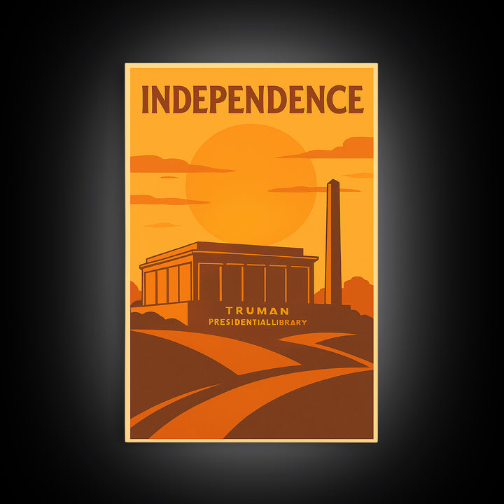 Independence Missouri Travel Poster, Canvas Print, Vintage Deco Wall Art, Independence Travel Art, Retro Travel Print, City Illustration