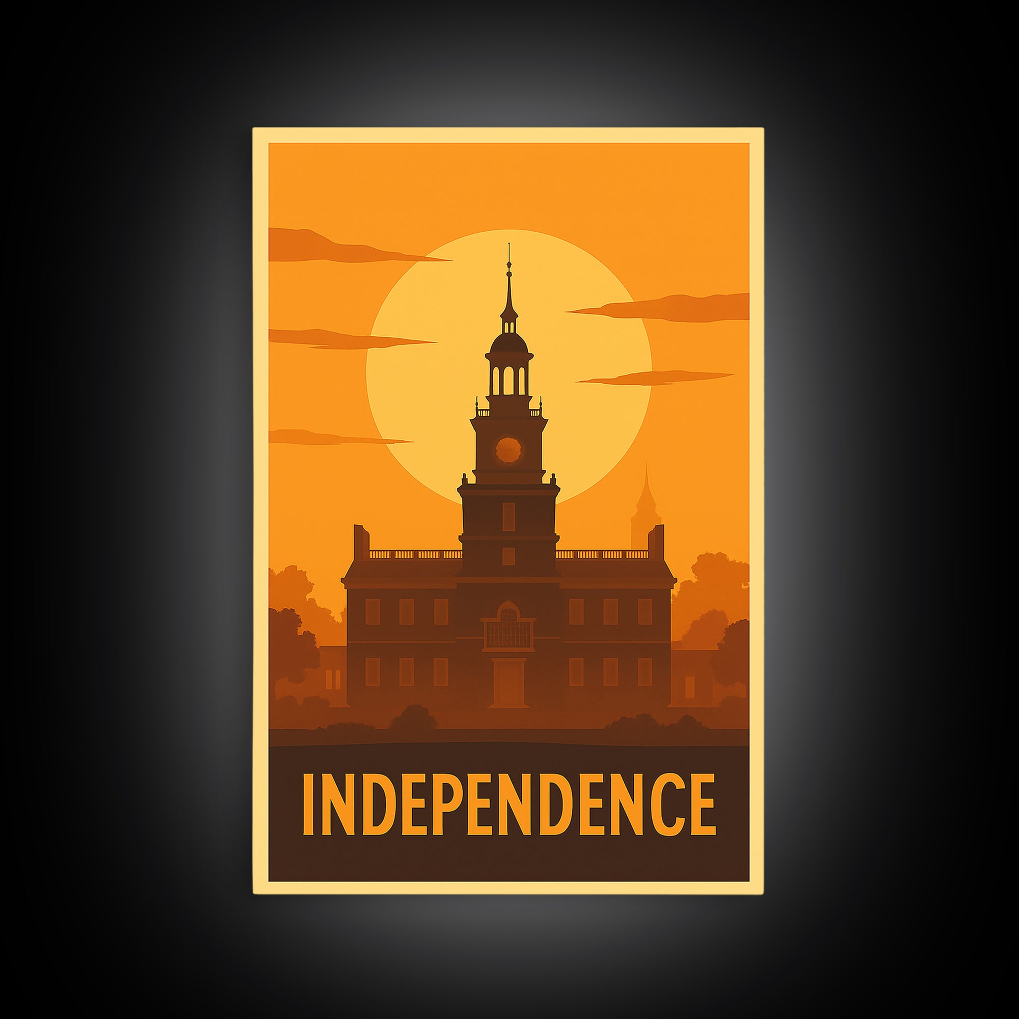 Independence Travel Poster, Canvas Print, Gold Art Deco Poster Art, Independence Travel Art, Eclectic Wall Decor, Watercolor City Skyline