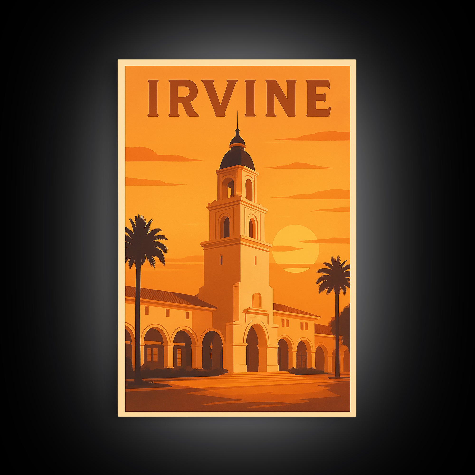 Irvine California Travel Poster, Canvas Print, Golden Poster Art, Irvine Art Print, Vintage City Art, City Art Print, Travel Art Print