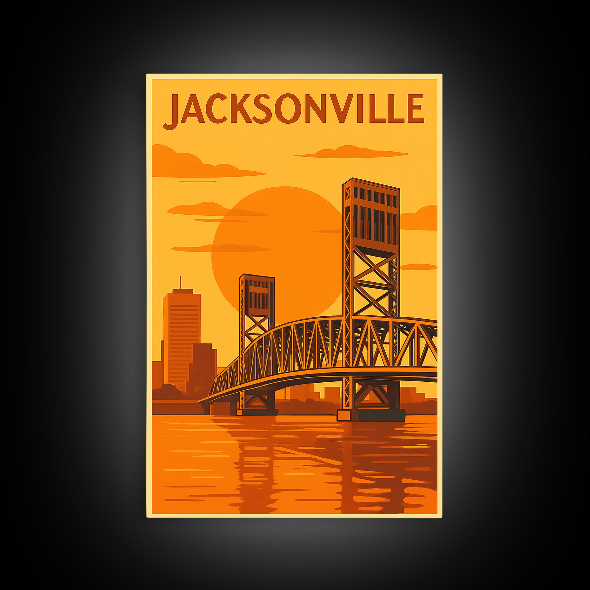 Jacksonville Florida Travel Poster, Canvas Print, Vintage Deco Wall Art, Jacksonville Art Print, Travel Poster Art, Living Room Wall Art