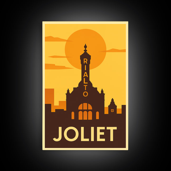 Joliet Travel Poster, Canvas Print, Vintage Deco Wall Art, Joliet Wall Art, Vintage City Poster, Travel Poster Art, Travel Poster Set