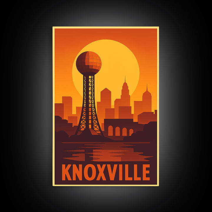 Knoxville Travel Poster, Canvas Print, Gold Art Deco Poster Art, Knoxville Art Print, Living Room Wall Art, Travel Wall Decor, Design 2