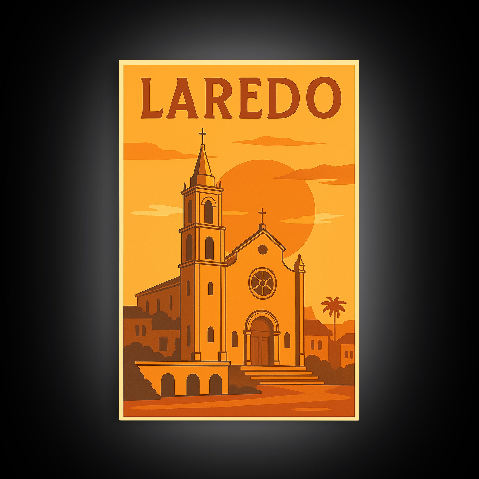 Laredo Texas Travel Poster, Canvas Print, Golden Travel Poster Art, Laredo Poster Print, Vintage Travel Art, Fine Art Print, Art Print
