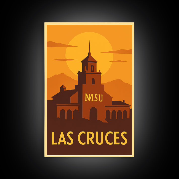 Las Cruces Travel Poster, Canvas Print, Warm Sunset Silhouette Art, Las Cruces Travel Art, Travel Poster Set, Retro Travel Print