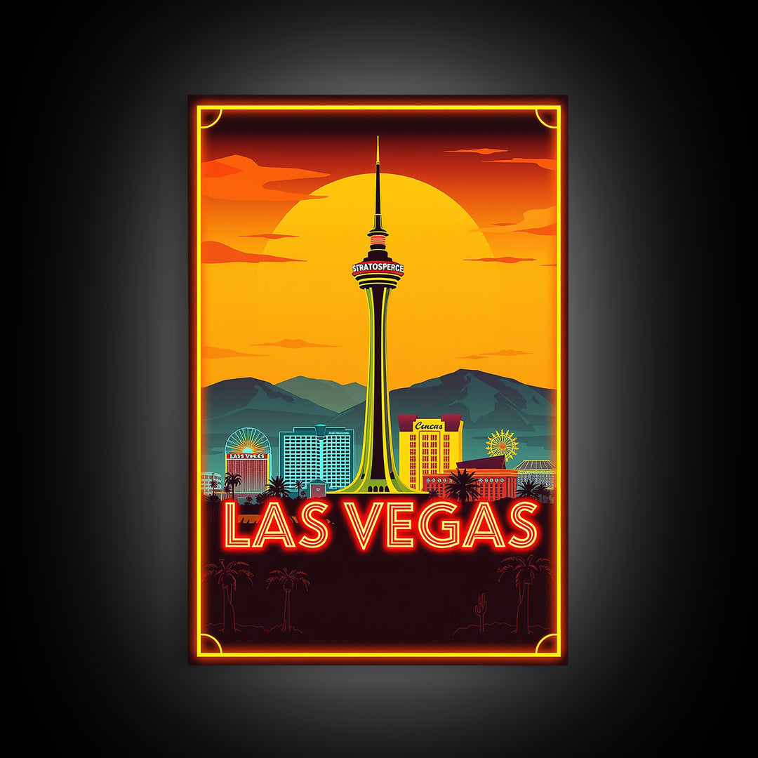 Las Vegas Travel Poster, Framed Canvas Print, Gold Art Deco Poster Art, Las Vegas Art Print, Gift For Travelers, Vintage Travel Art