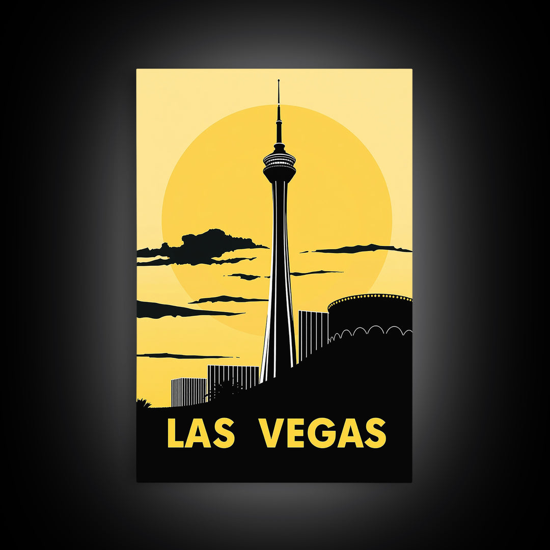 Las Vegas Travel Poster, Canvas Print, Golden Travel Poster Art, Las Vegas Wall Art, Fine Art Print, Living Room Wall Art, Home Decor