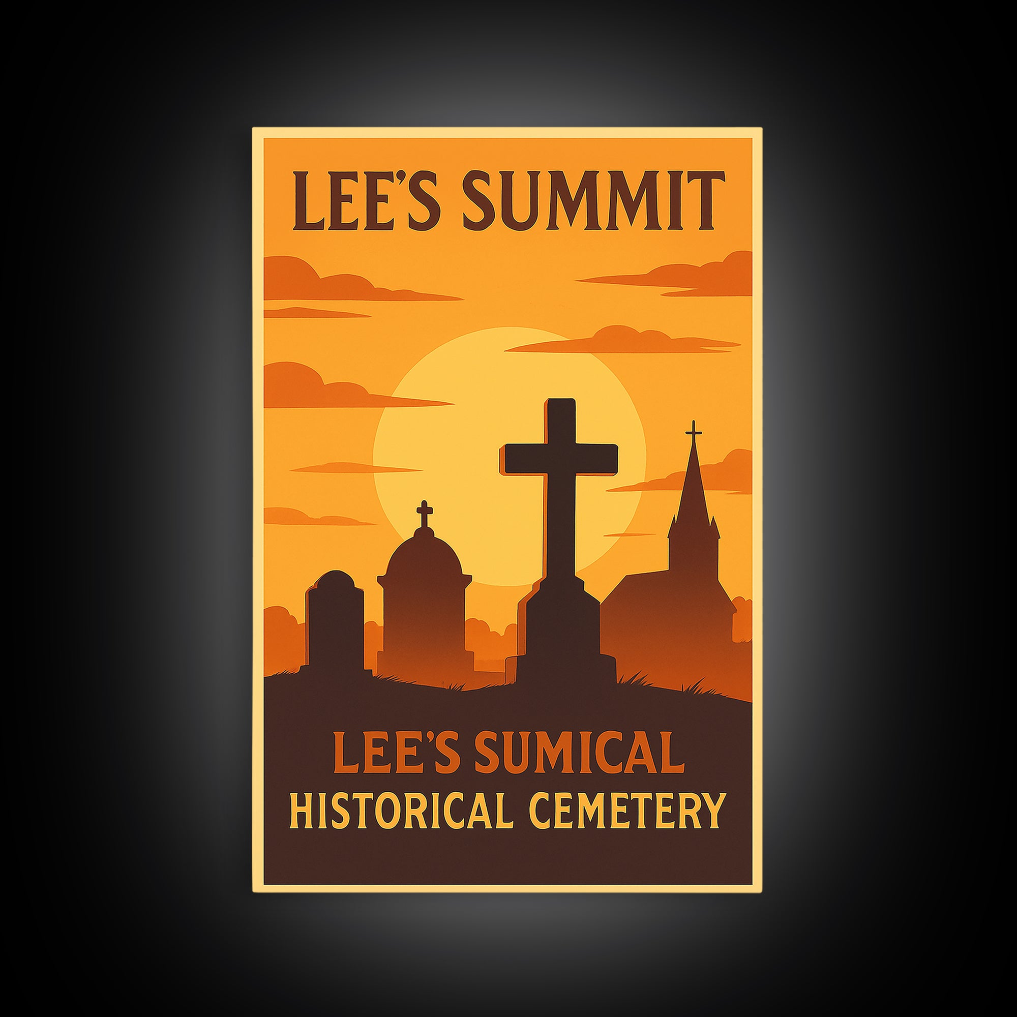 Lee'S Summit Missouri Travel Poster, Canvas Print, Warm Sunset Silhouette Art, Lee'S Summit Poster Print, Living Room Wall Art, Home Decor
