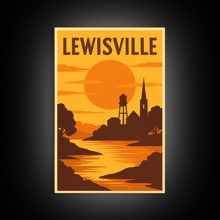 Lewisville Texas Travel Poster, Canvas Print, Vintage Deco Wall Art, Lewisville Wall Art, Travel Poster Set, Travel Prints, Travel Wall Art