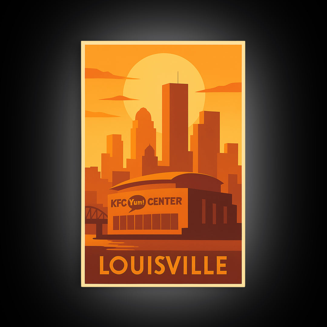 Louisville Travel Poster, Framed Canvas Print, Vintage Deco Wall Art, Louisville Travel Art, Travel Wall Art, Living Room Wall Art