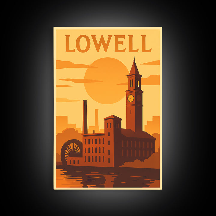 Lowell Massachusetts Travel Poster, Canvas Print, Vintage Deco Wall Art, Lowell Wall Art, Travel Poster Art, Wall Art, City Art Print