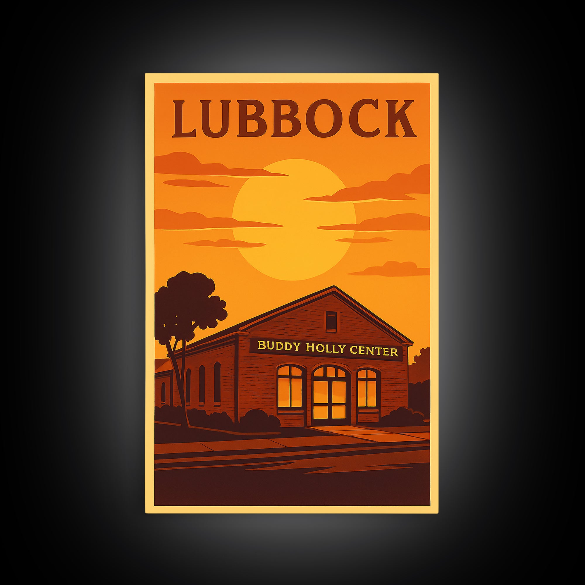 Lubbock Texas Travel Poster, Canvas Print, Vintage Deco Wall Art, Lubbock Art Print, Vintage Travel Art, City Art Print, City Illustration