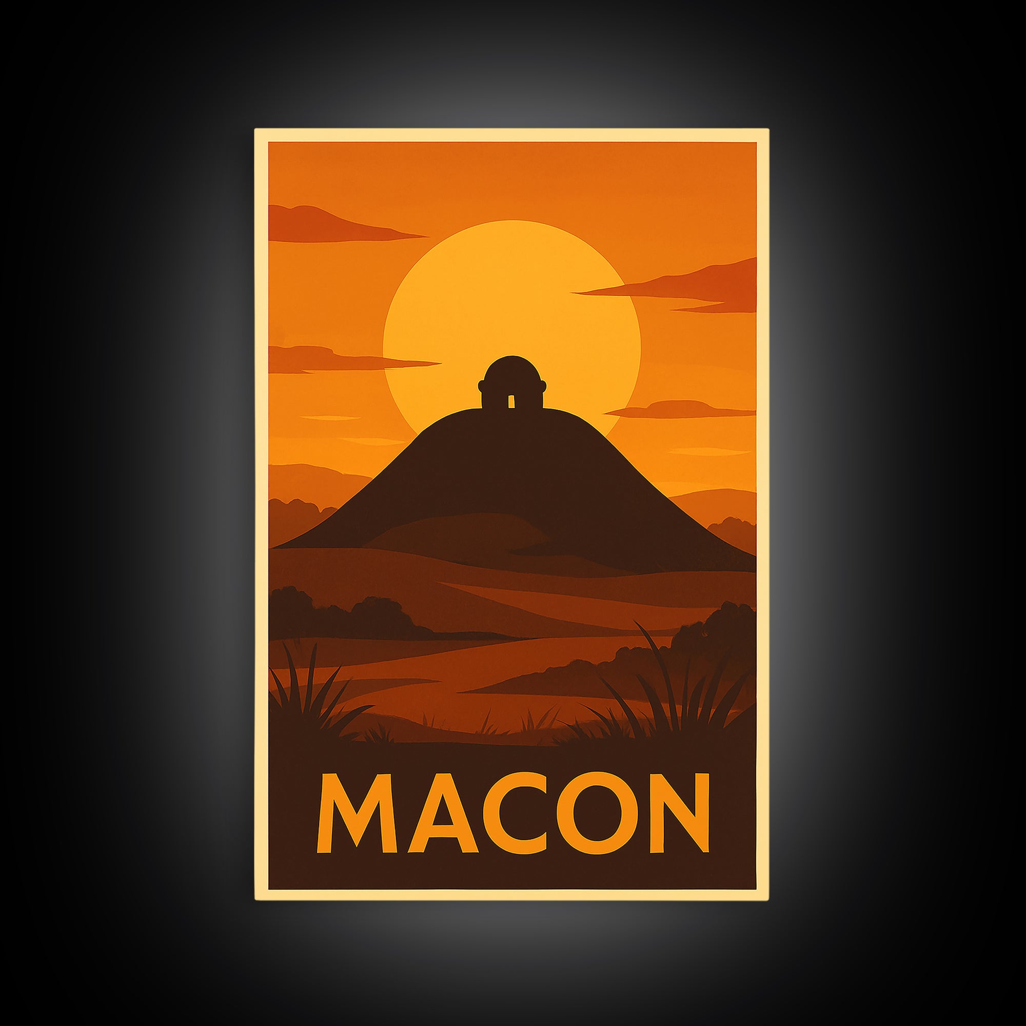 Macon Travel Poster, Canvas Print, Golden Travel Poster Art, Macon Wall Art, Modern Wall Decor, Fine Art Print, Travel Art Print