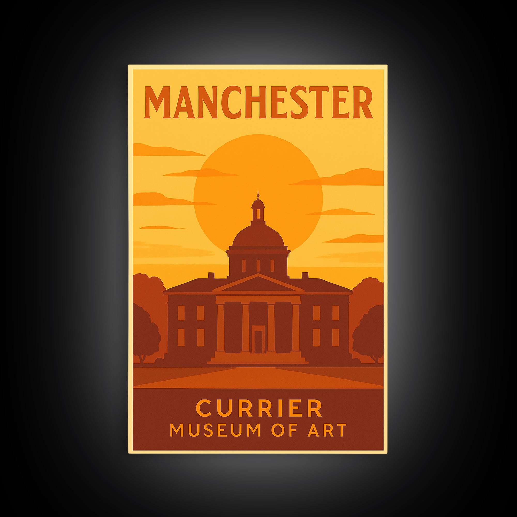 Manchester New Hampshire Travel Poster, Canvas Print, Gold Art Deco Poster Art, Manchester City Art, Vintage Travel Print, Wall Art