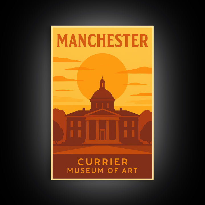 Manchester New Hampshire Travel Poster, Canvas Print, Gold Art Deco Poster Art, Manchester City Art, Vintage Travel Print, Wall Art