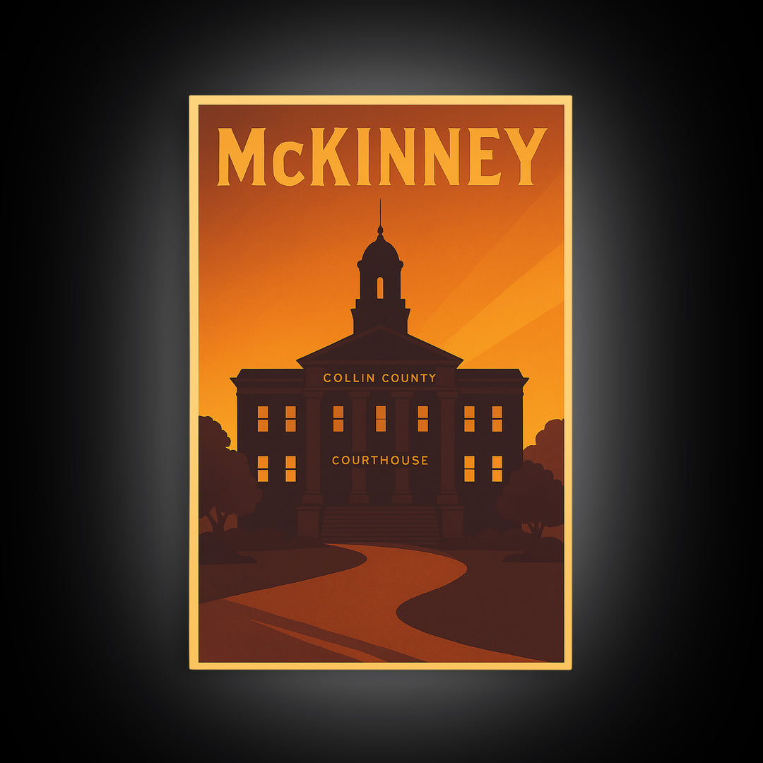 Mckinney Texas Travel Poster, Canvas Print, Vintage Deco Wall Art, Mckinney Art Print, Travel Art Print, Vintage City Poster, Wall Art
