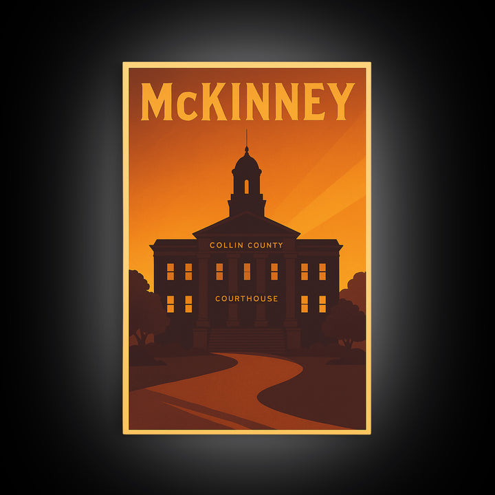 Mckinney Texas Travel Poster, Canvas Print, Vintage Deco Wall Art, Mckinney Art Print, Travel Art Print, Vintage City Poster, Wall Art