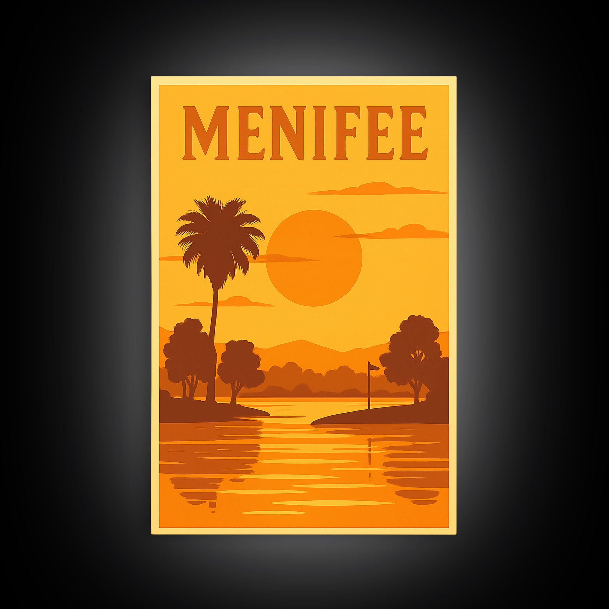 Menifee California Travel Poster, Canvas Print, Gold Art Deco Poster Art, Menifee Travel Art, Fine Art Print, Wanderlust Decor, Poster Art