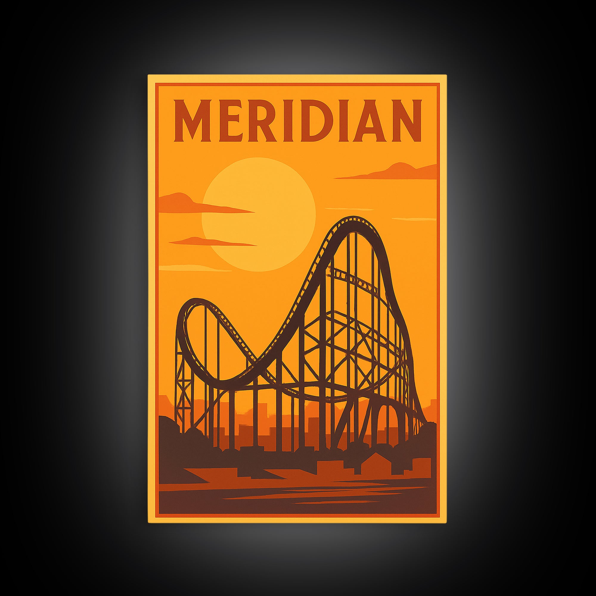 Meridian Idaho Travel Poster, Canvas Print, Gold Art Deco Poster Art, Meridian City Art, City Art Print, Fine Art Print, Vintage City Art